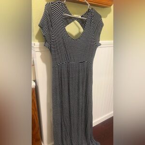 BIG SALE(4 for $30)- BeMaternity Black and White Striped Maxi Dress